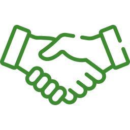 Icon in Grün von einem Händedruck.
