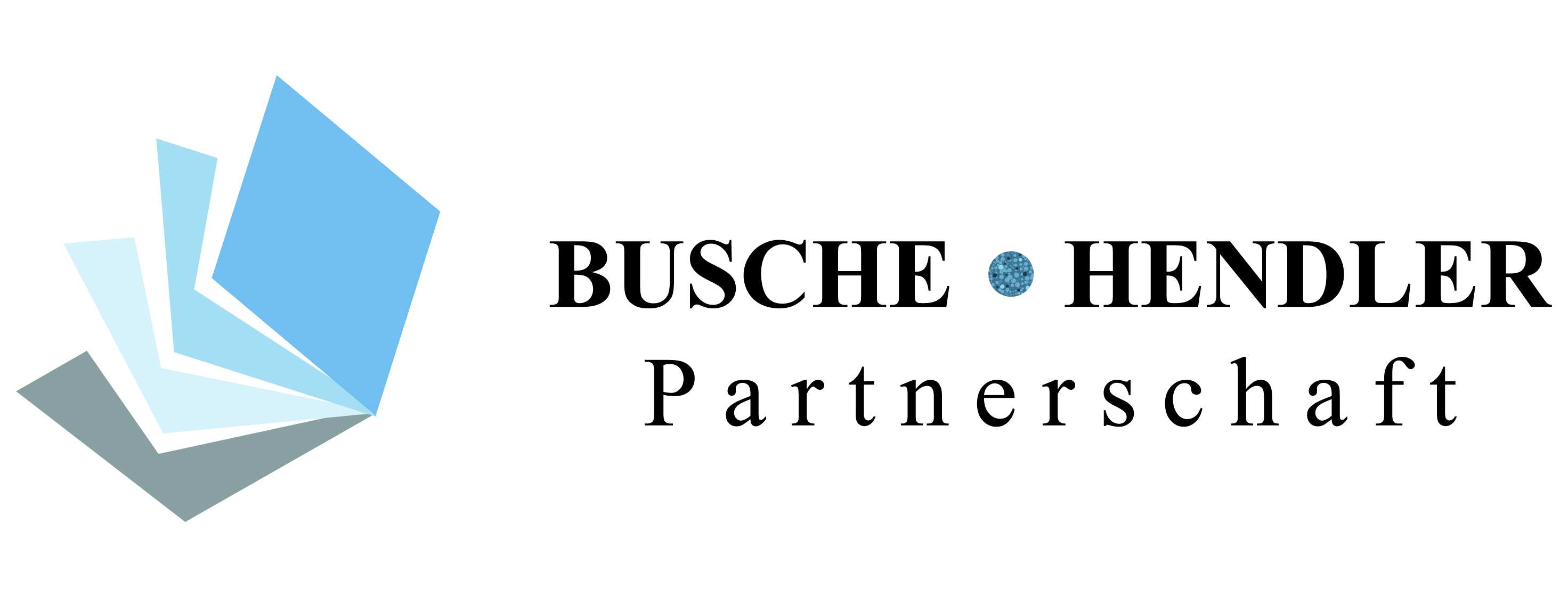 Logo der Busche Hendler Partnerschaft mit blauen Rechteck-Symbolen.